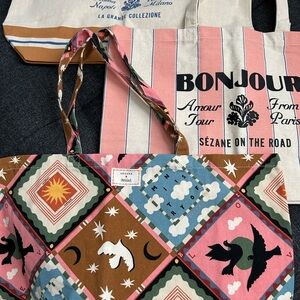 Three gorgeous Sézane Eco Tote bags + toiletry bag brand new!